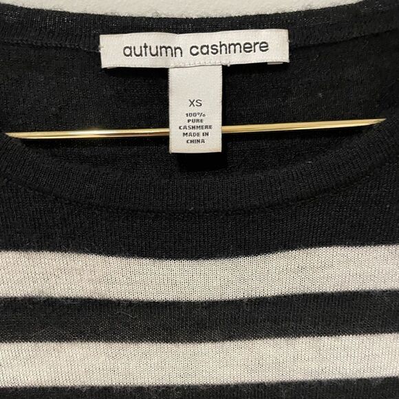 EUC Autumn Cashmere Sweater Black and White stripes Sz. XS - Picture 2 of 5